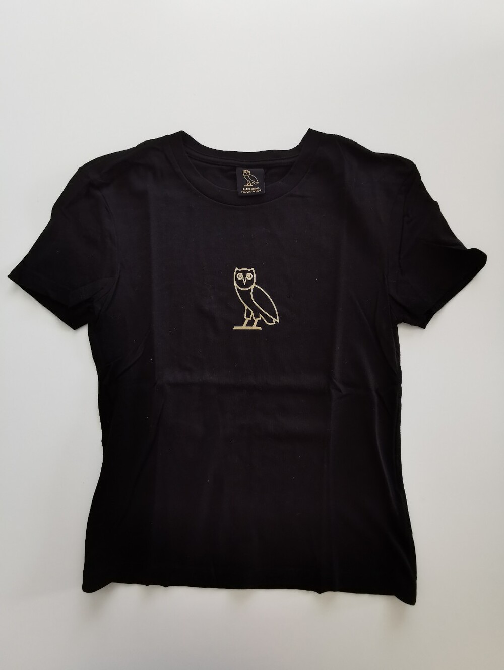 OVO October's Very Own Cotton Black Crew Neck T-shirt Gold Owl Emblem Graphic